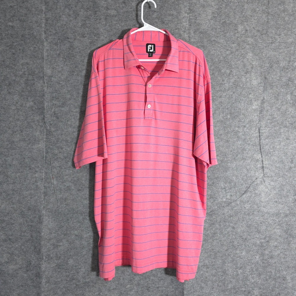 FootJoy Pink and Blue Striped Polo Shirt
